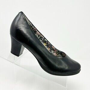Hotter Court Classic Black Leather Block Heels Size 5 UK (Size 7 US) Comfort
